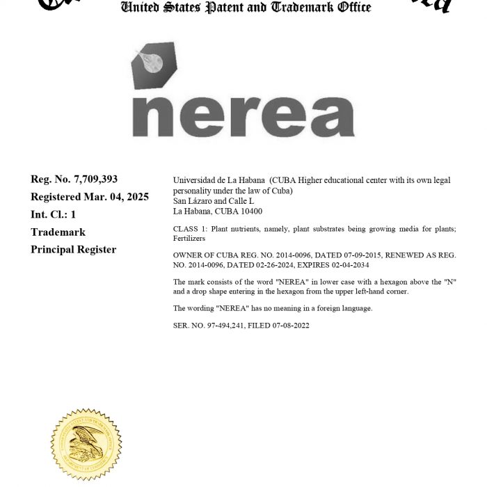 NEREA registrada en EStados Unidos