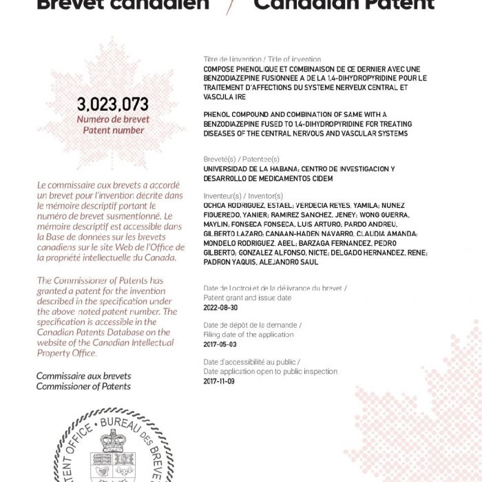 Consigue registro de patente en Canadá invención conjunta entre Universidad de La Habana y CIDEM